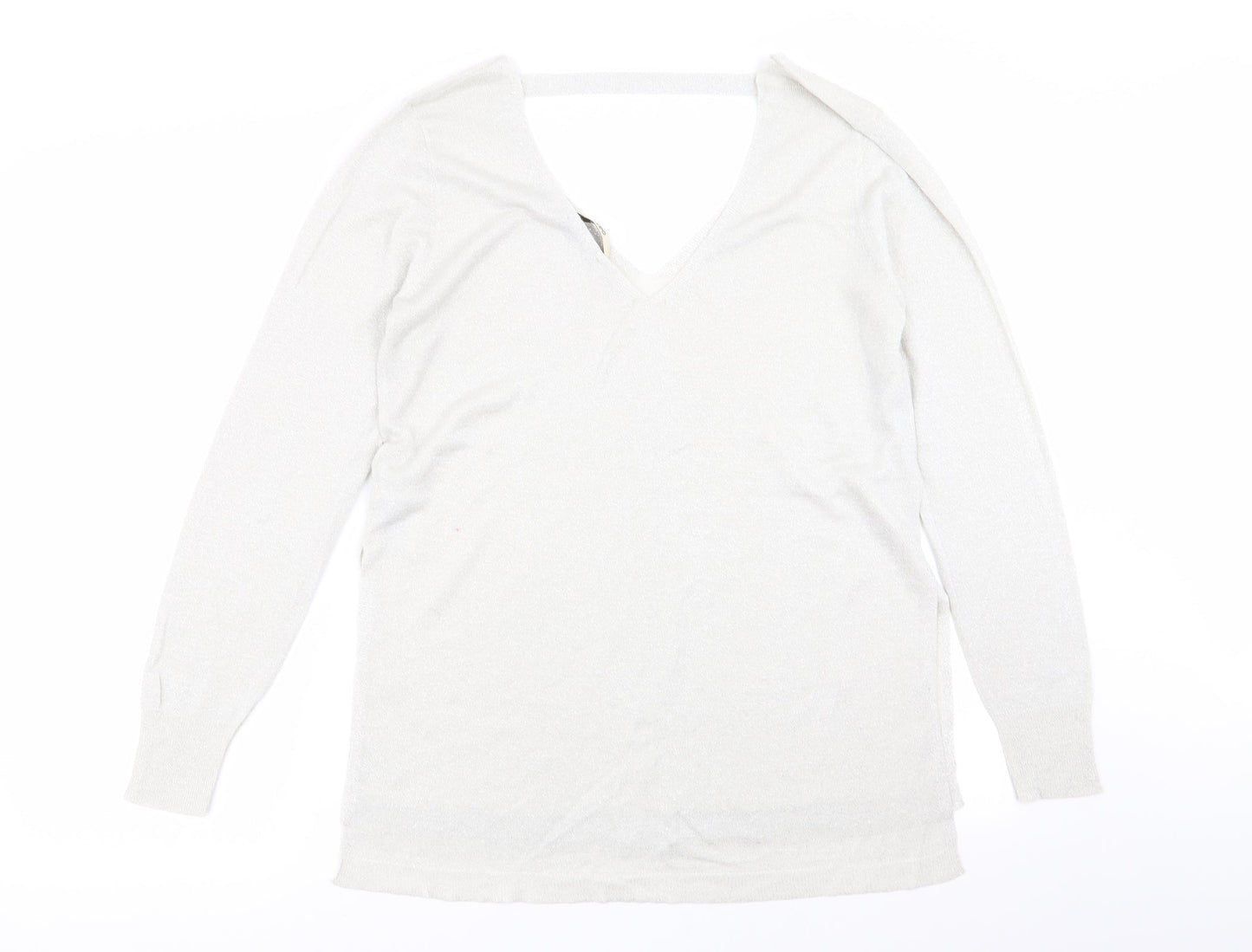 Womens UK Size L Oasis Silver Basic T-Shirt