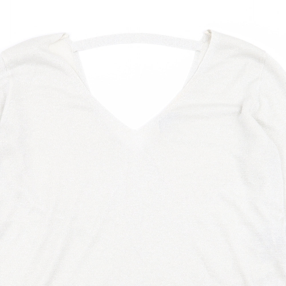 Womens UK Size L Oasis Silver Basic T-Shirt