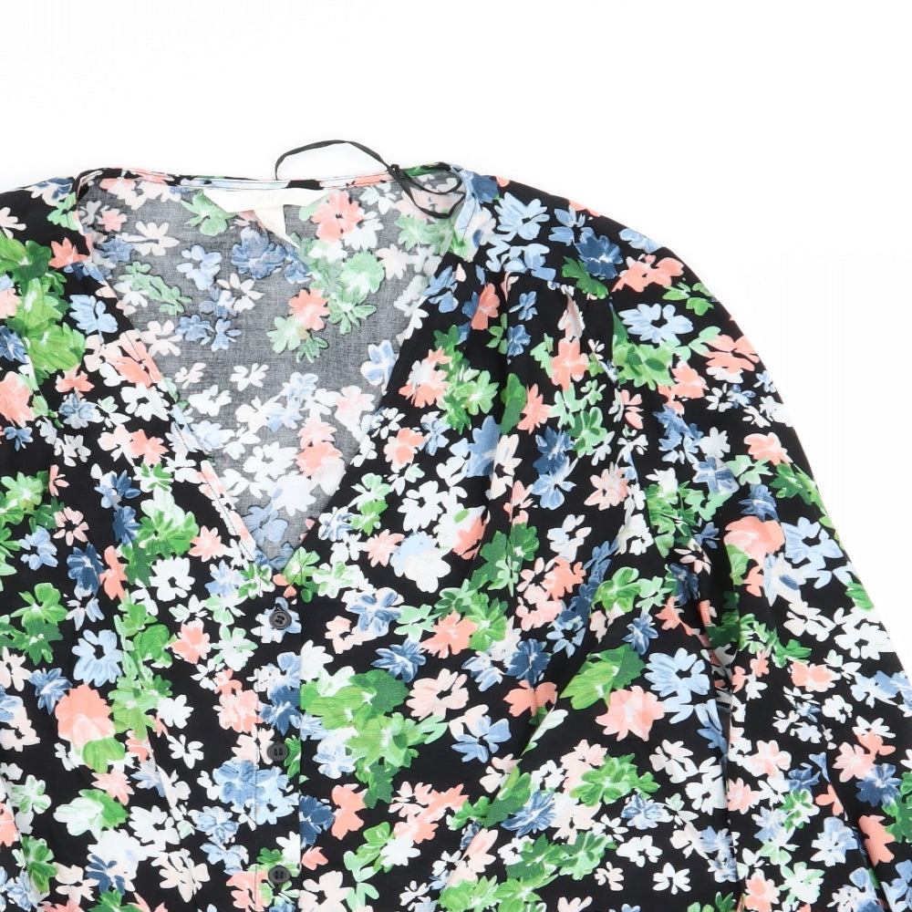 Womens UK Size M H&M Multicoloured Basic Button-Up
