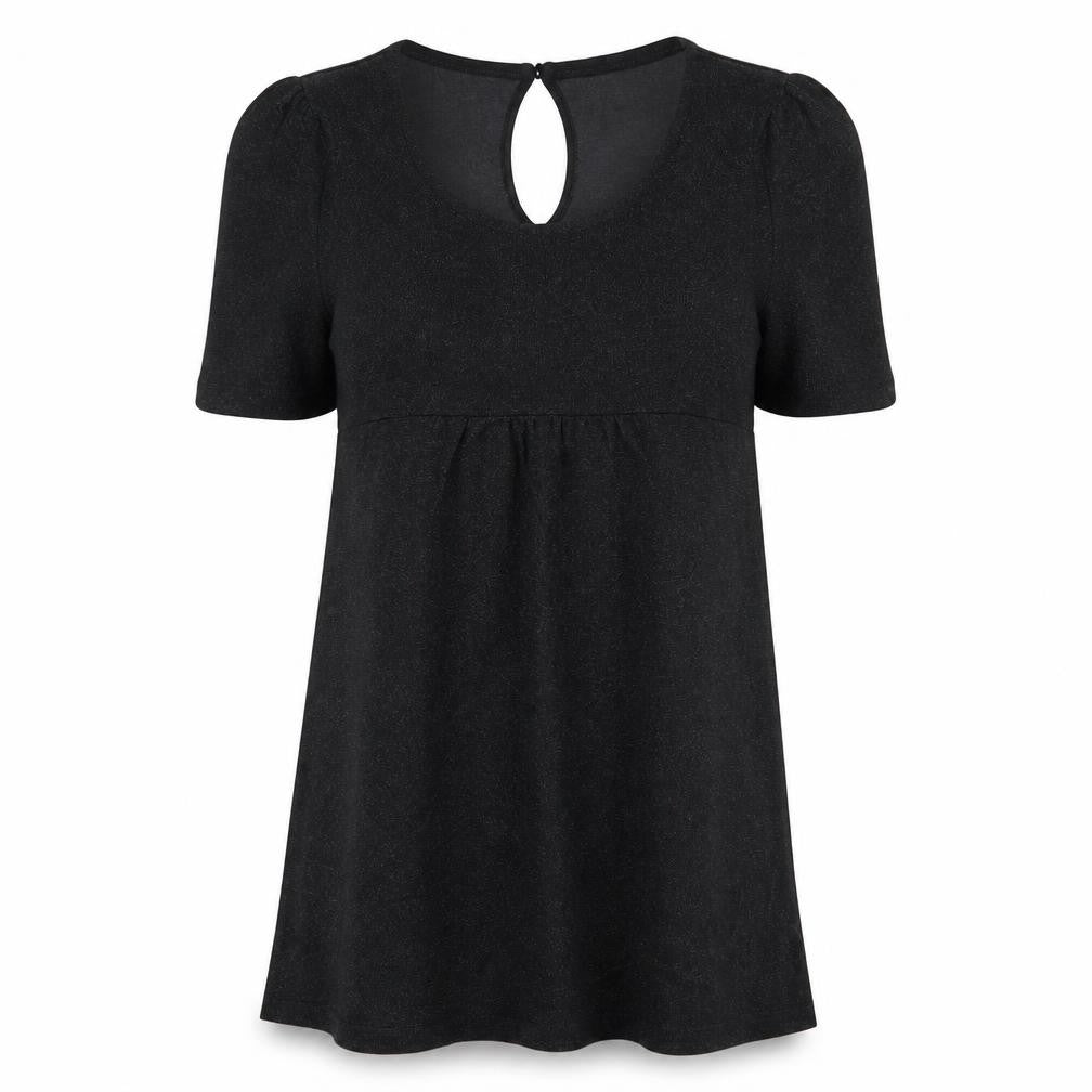 Front view of EVIE women’s black basic blouse, size UK 12