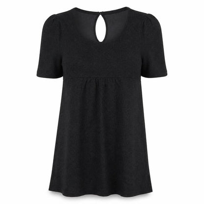 Front view of EVIE women’s black basic blouse, size UK 12