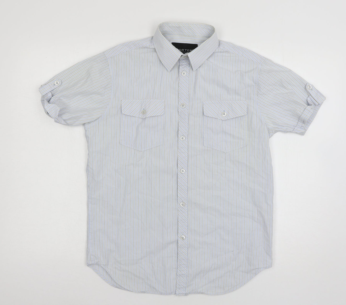 Mens UK Size S Carter Blue  Button-Up Short Sleeve Casual Shirt