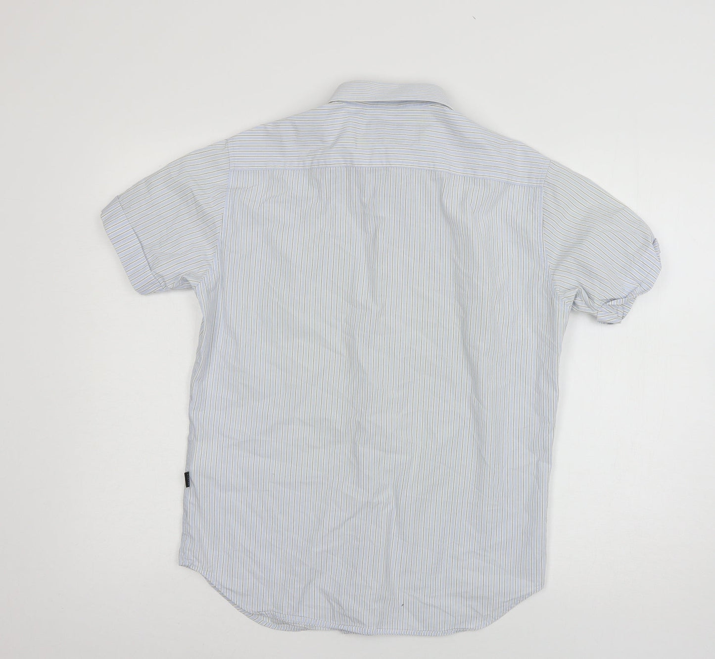 Mens UK Size S Carter Blue  Button-Up Short Sleeve Casual Shirt
