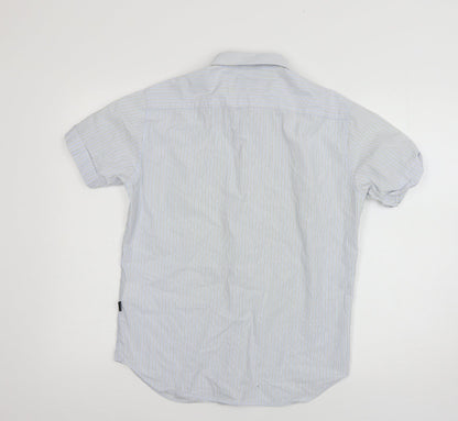 Mens UK Size S Carter Blue  Button-Up Short Sleeve Casual Shirt