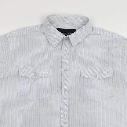 Mens UK Size S Carter Blue  Button-Up Short Sleeve Casual Shirt
