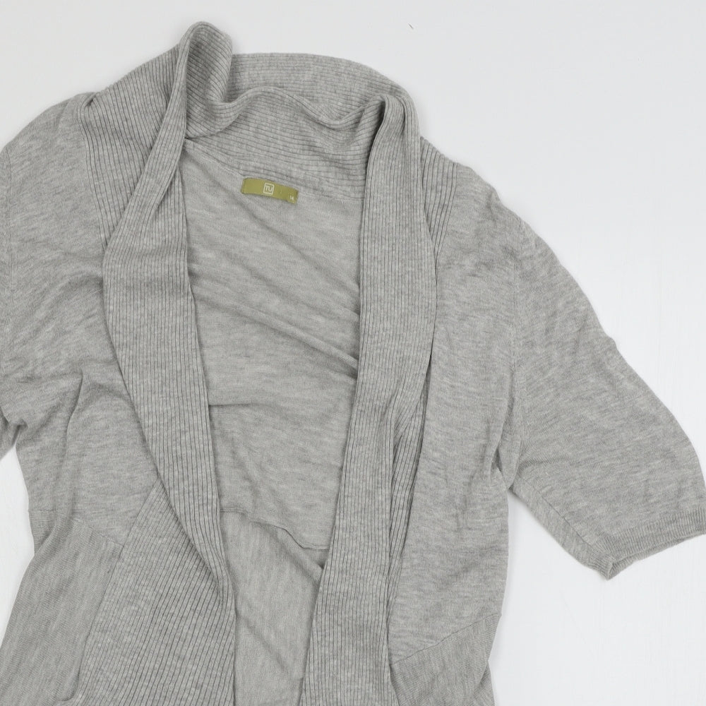 TU Womens Grey  Knit Cardigan Jumper Size 14