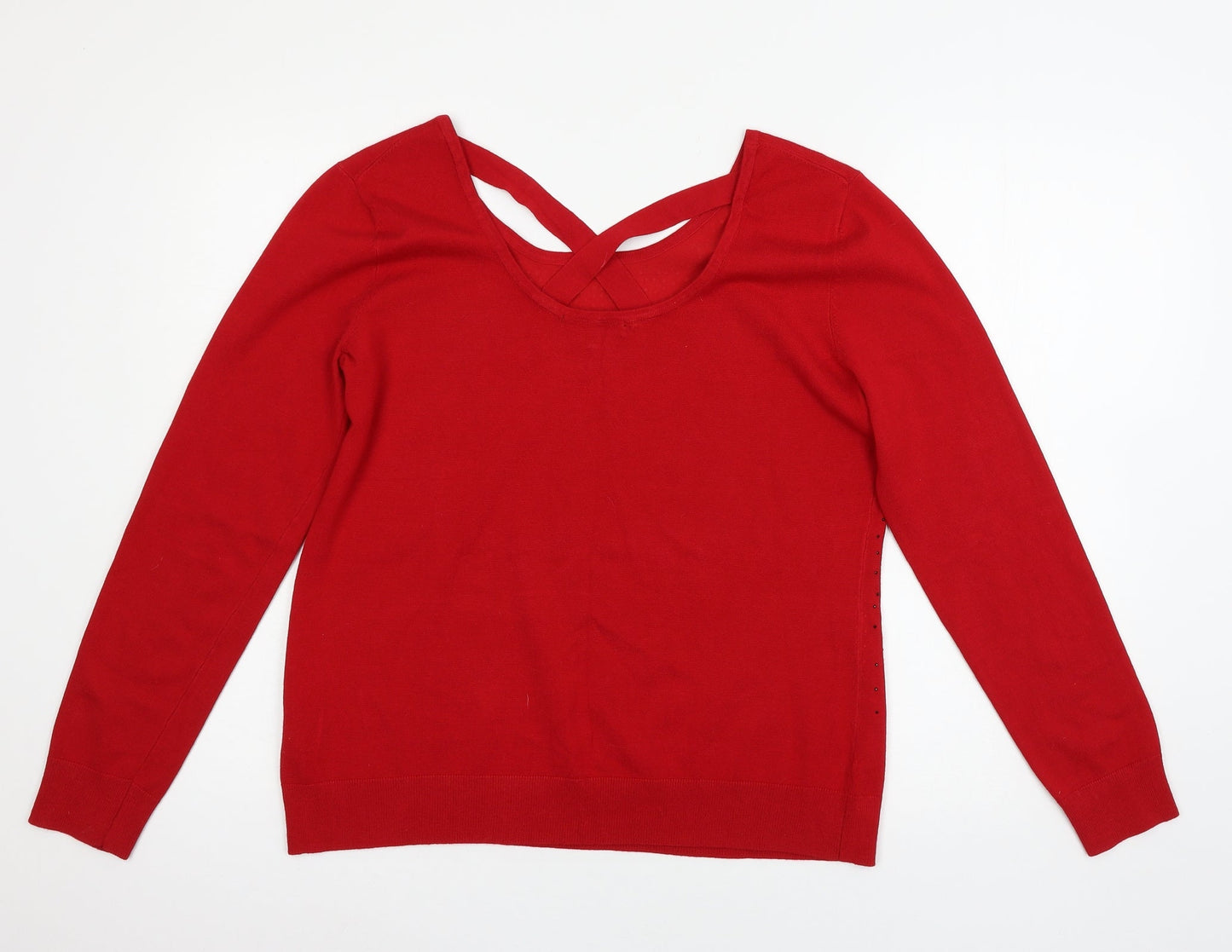 Cable & Gauge Womens Red  Knit Pullover Jumper Size L