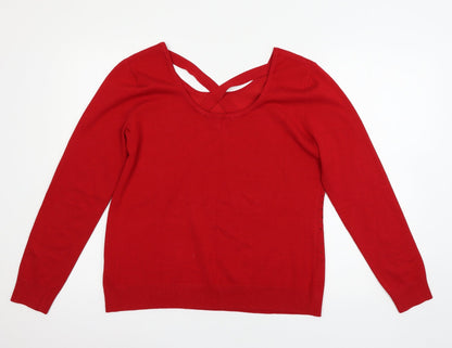 Cable & Gauge Womens Red  Knit Pullover Jumper Size L