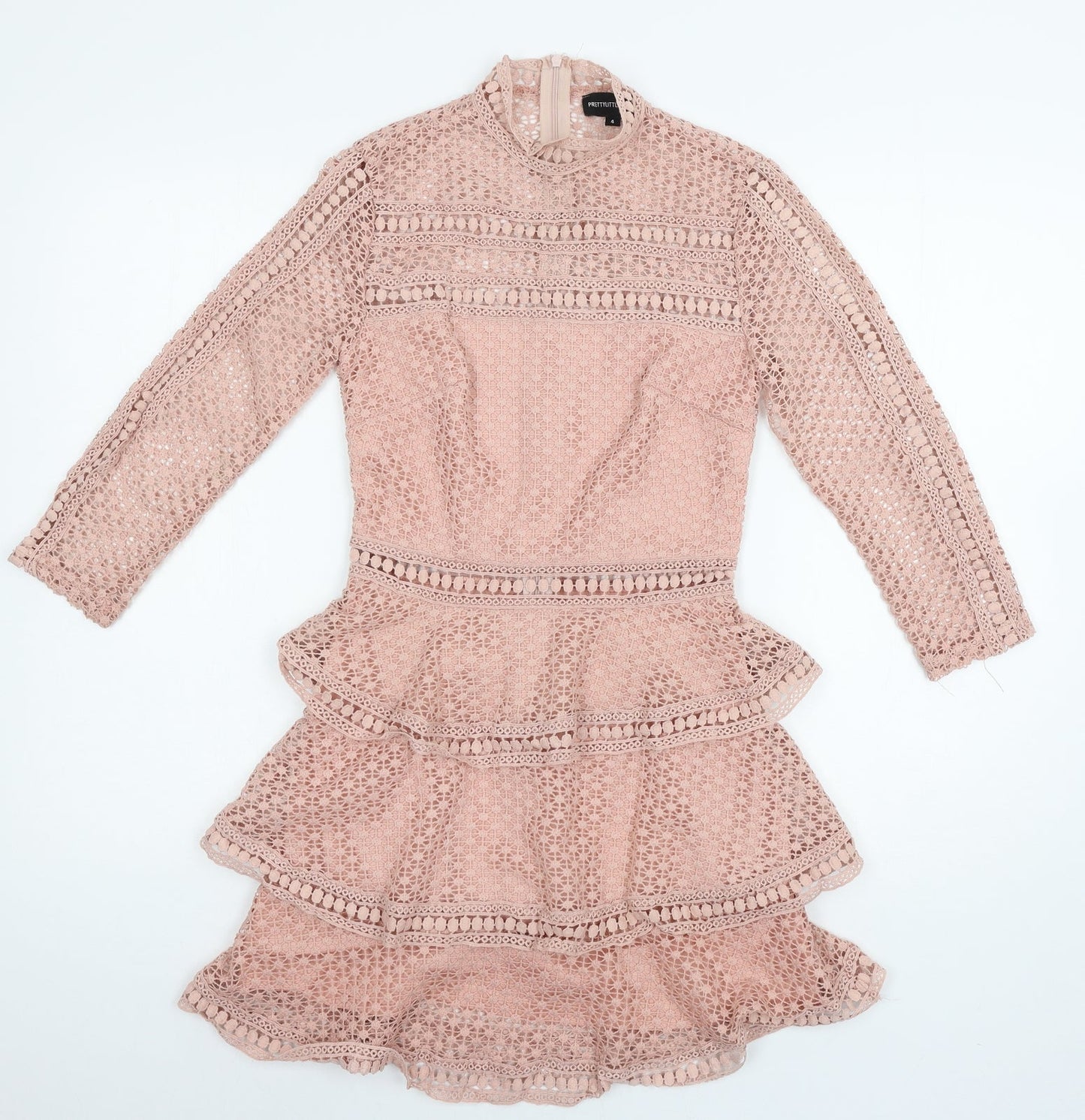 PRETTYLITTLETHING Womens Pink  Crochet A-Line  Size 4