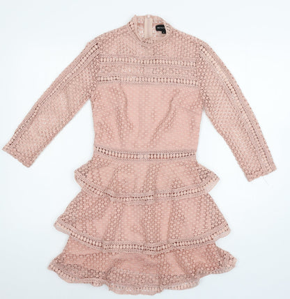 PRETTYLITTLETHING Womens Pink  Crochet A-Line  Size 4