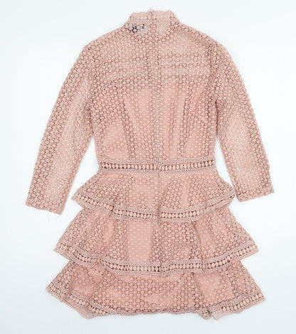 PRETTYLITTLETHING Womens Pink  Crochet A-Line  Size 4