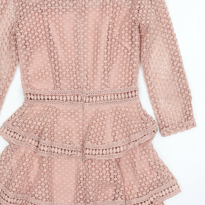 PRETTYLITTLETHING Womens Pink  Crochet A-Line  Size 4