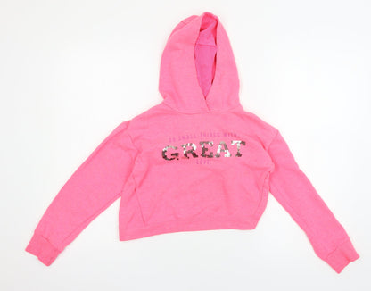 Dunnes Girls Pink  Jersey Pullover Hoodie Size 10-11 Years  - Great love
