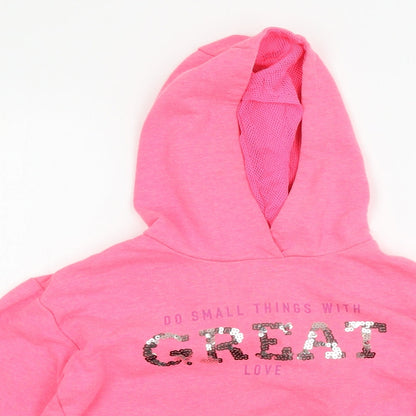 Dunnes Girls Pink  Jersey Pullover Hoodie Size 10-11 Years  - Great love