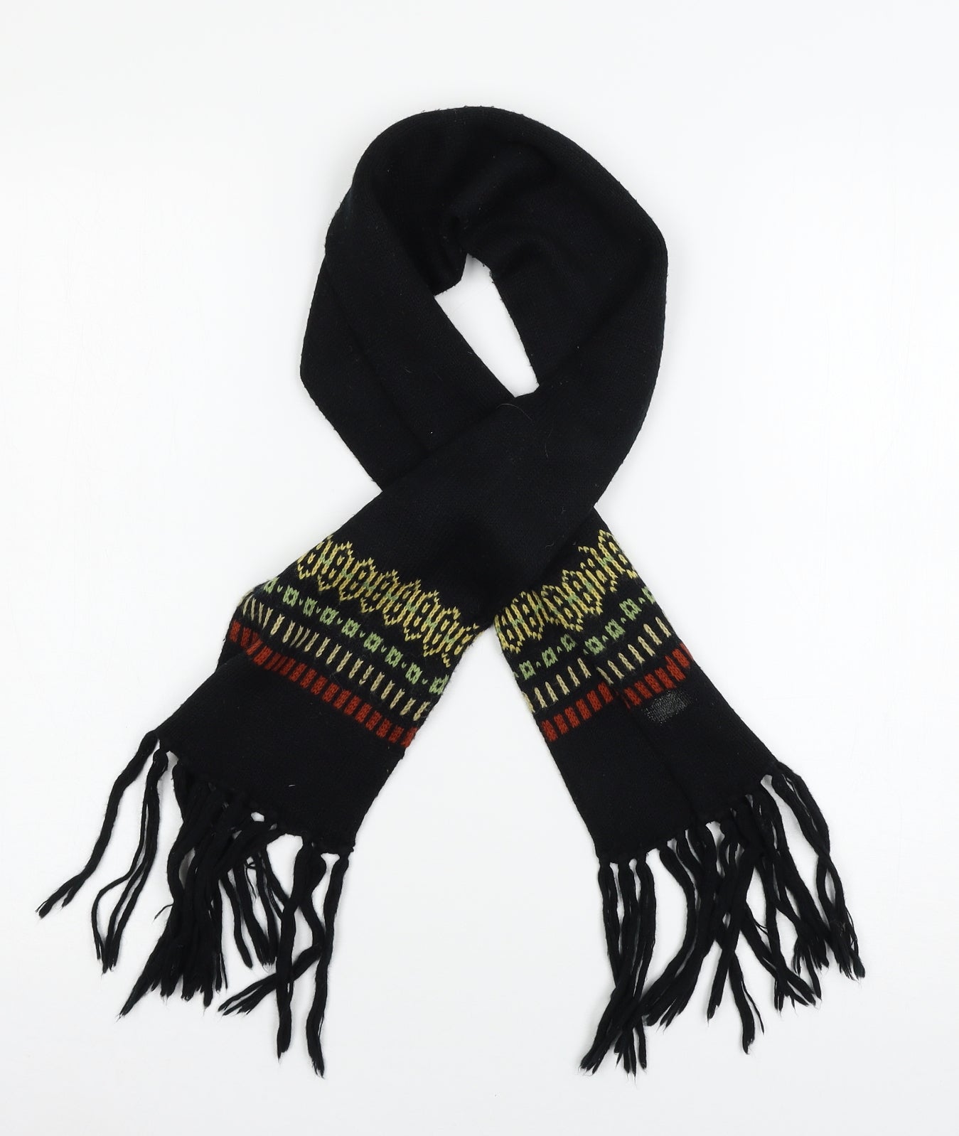 Preworn Womens Black Geometric Knit  Scarf