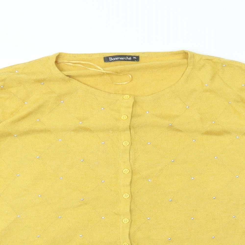 Womens UK Size XL Bonmarché Yellow Full Zip Jumper