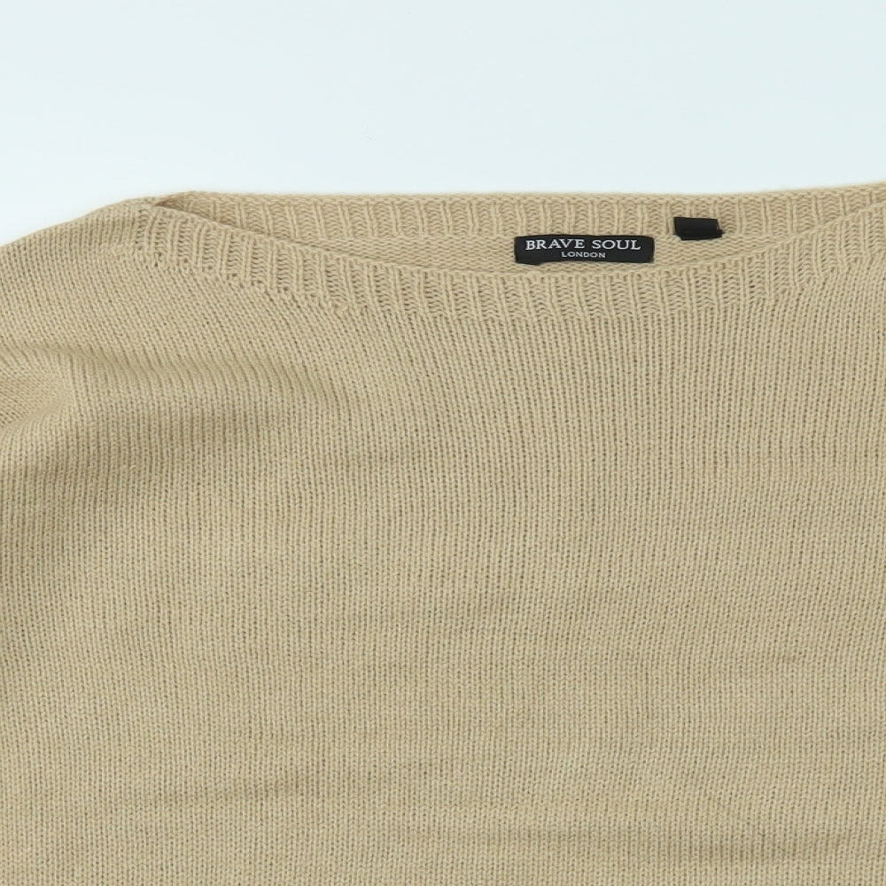 Womens UK Size M Brave Soul Beige Pullover Jumper