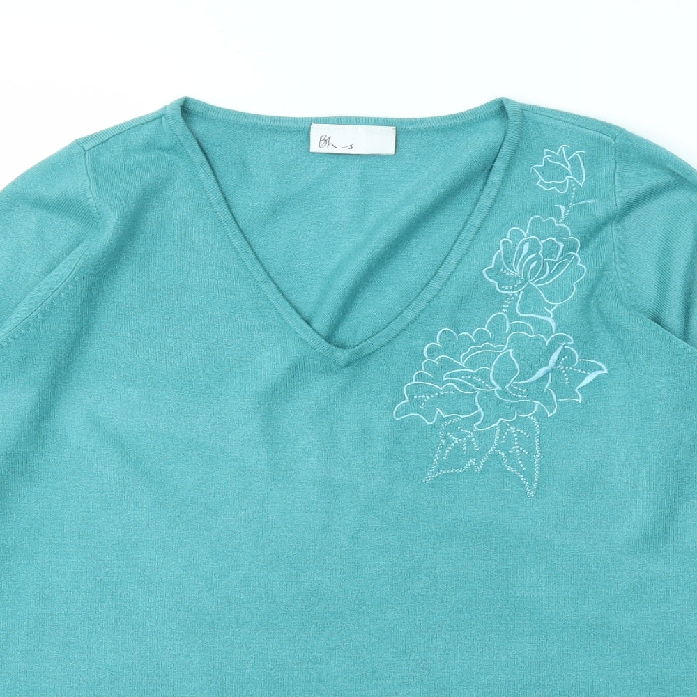Womens UK Size 10 BHS Green Pullover Jumper