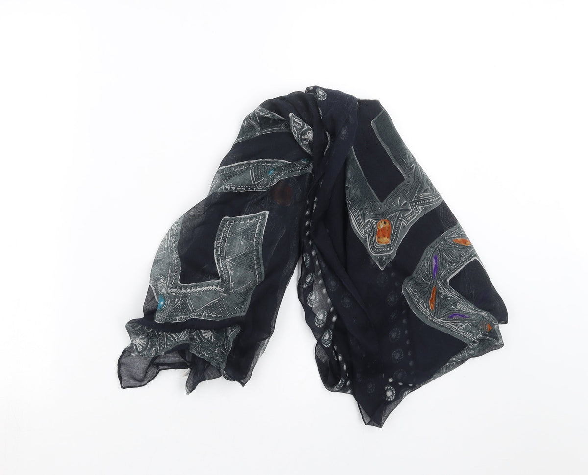 Preworn Womens Blue Geometric   Scarf