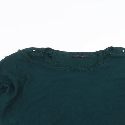 George Womens Green  Knit Pullover Jumper Size 14  - Button Sleeve Detail