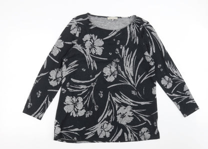 Nutmeg Womens Grey Floral Knit Pullover Jumper Size 14