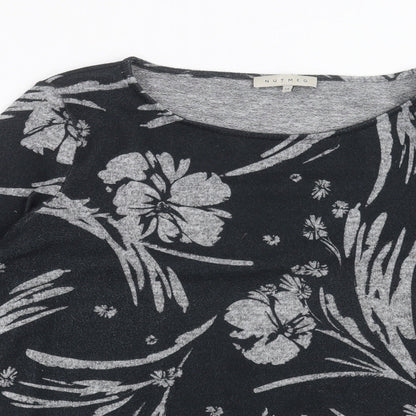 Nutmeg Womens Grey Floral Knit Pullover Jumper Size 14