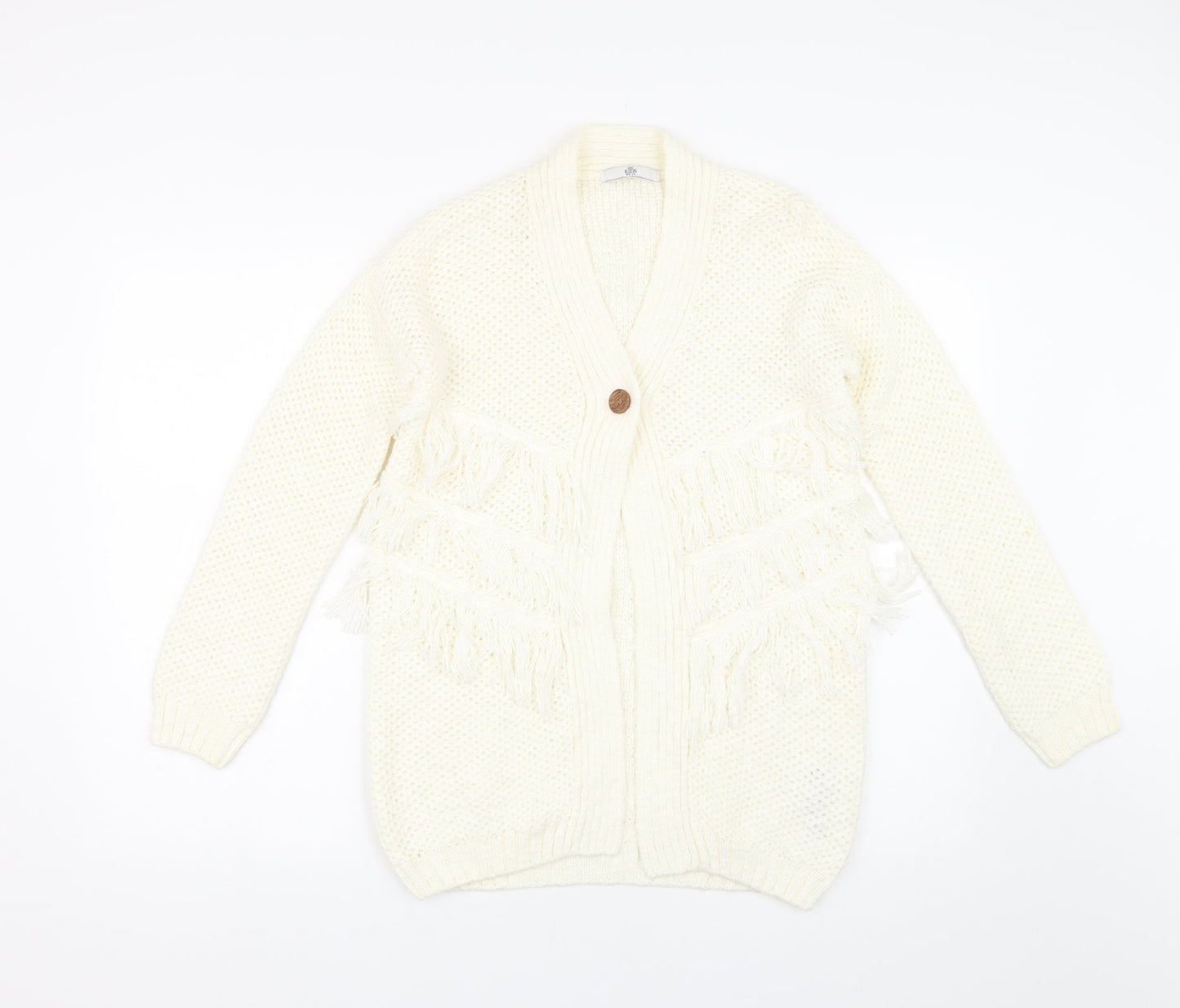 M&S Girls Ivory  Knit Cardigan Jumper Size 11-12 Years