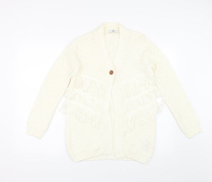 M&S Girls Ivory  Knit Cardigan Jumper Size 11-12 Years