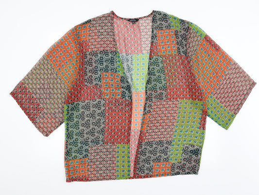 Label Be Womens Red Geometric  Cardigan Jumper Size 14