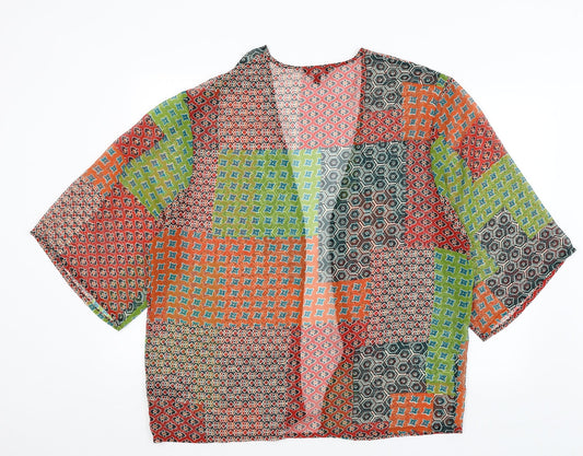 Label Be Womens Red Geometric  Cardigan Jumper Size 14