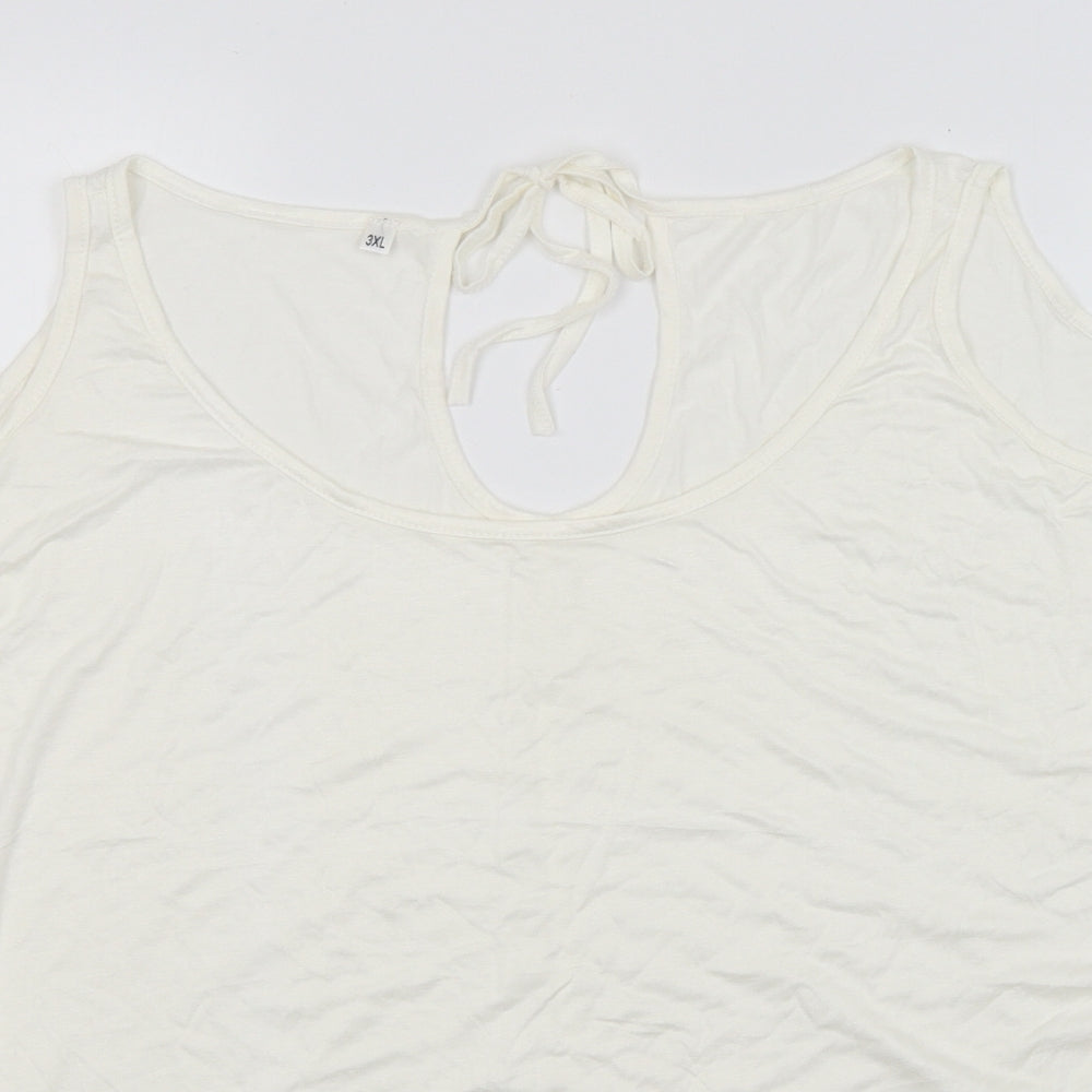 Womens UK Size 3XL Preworn White Basic T-Shirt
