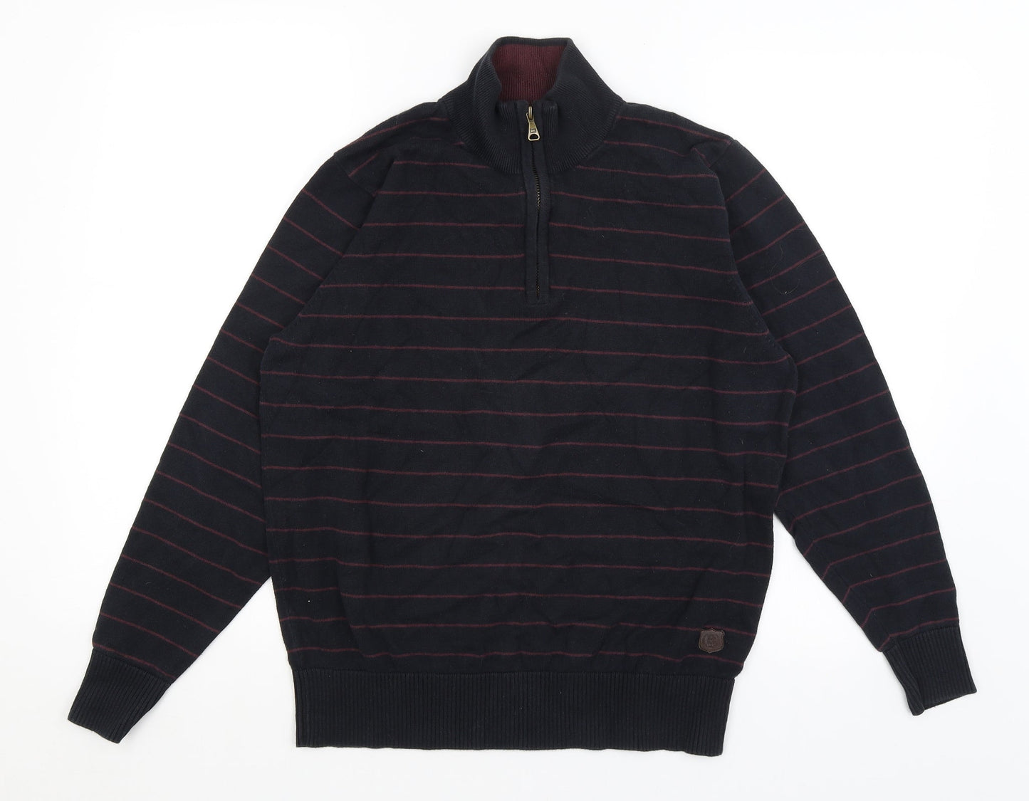 Blue Harbour Mens Black Striped  Pullover Jumper Size M