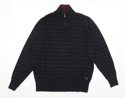 Blue Harbour Mens Black Striped  Pullover Jumper Size M
