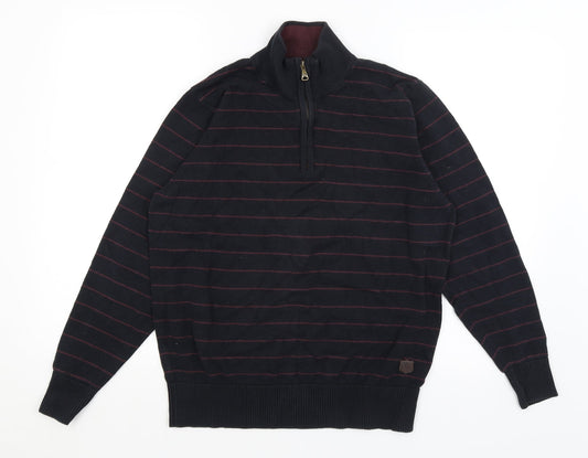 Blue Harbour Mens Black Striped  Pullover Jumper Size M