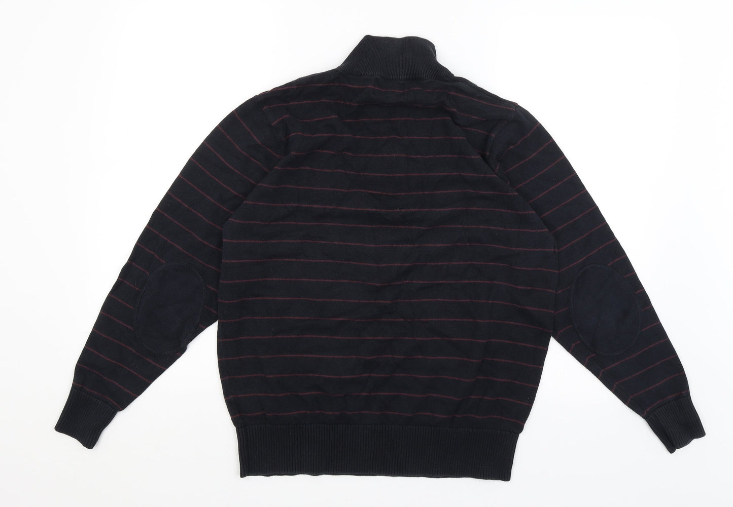 Blue Harbour Mens Black Striped  Pullover Jumper Size M