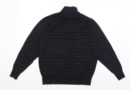 Blue Harbour Mens Black Striped  Pullover Jumper Size M