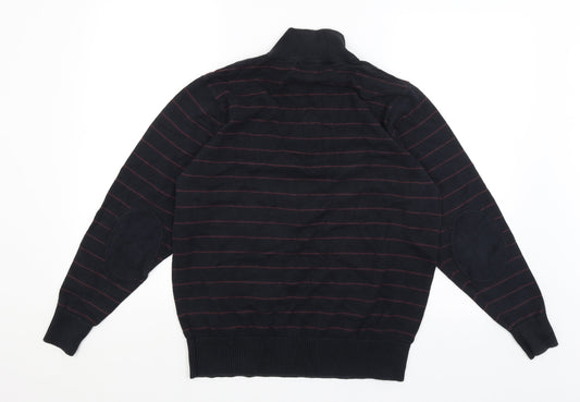 Blue Harbour Mens Black Striped  Pullover Jumper Size M