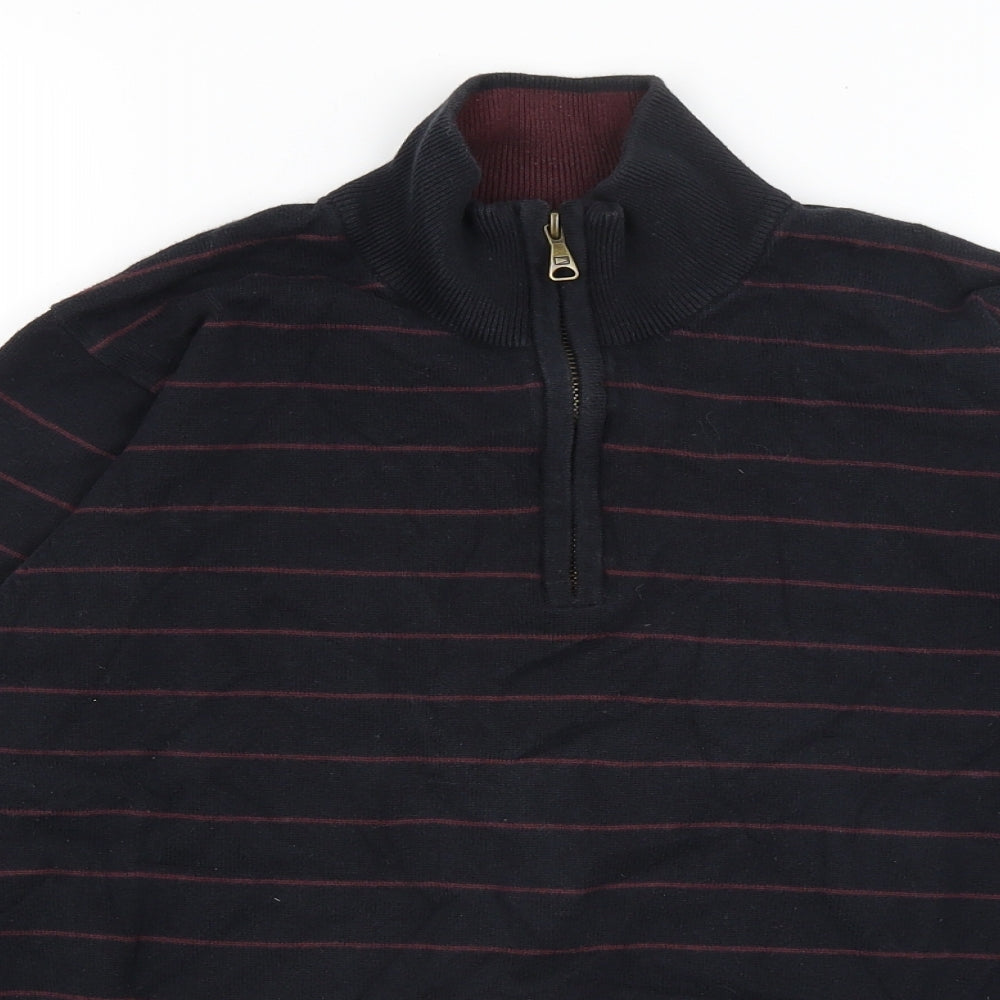 Blue Harbour Mens Black Striped  Pullover Jumper Size M