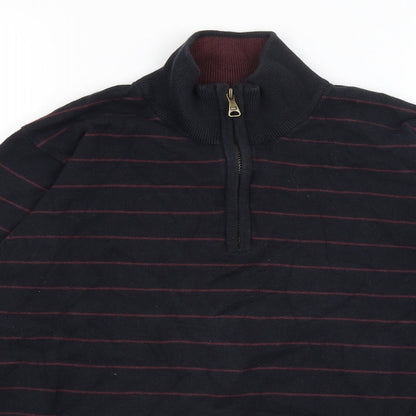 Blue Harbour Mens Black Striped  Pullover Jumper Size M