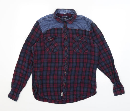 Threadbare Mens Red Plaid   Button-Up Size L
