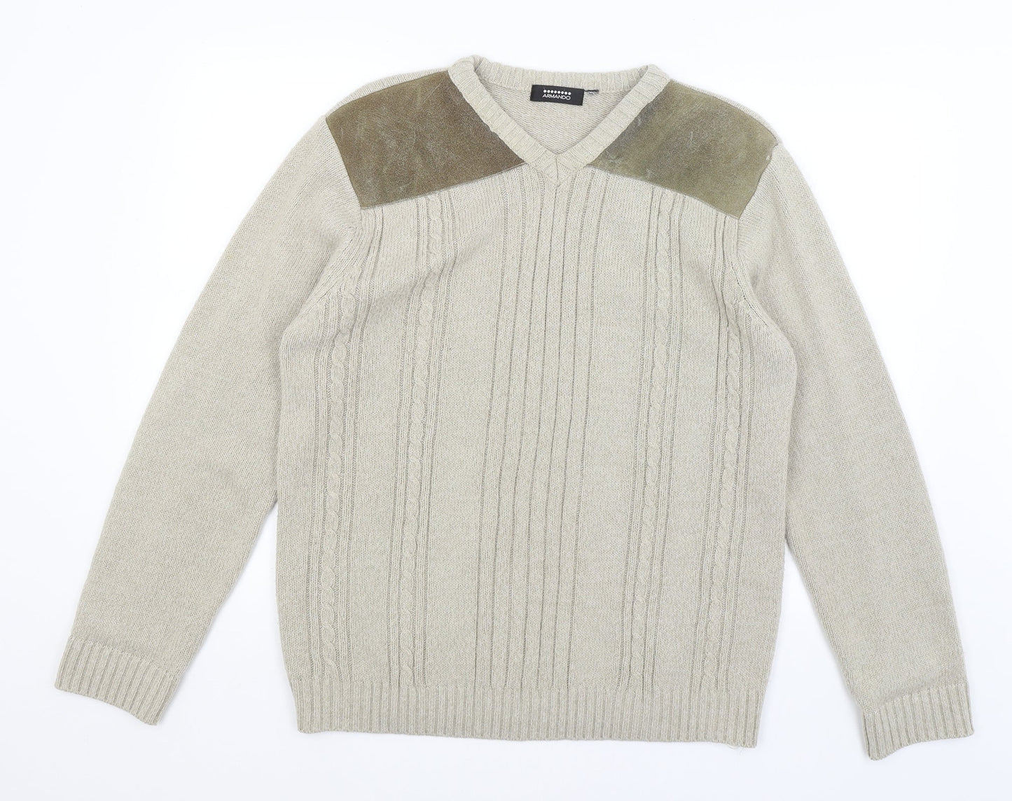 Armando Mens Beige   Pullover Jumper Size L