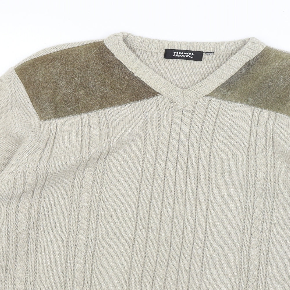 Armando Mens Beige   Pullover Jumper Size L