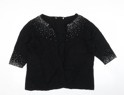 Womens UK Size XL Preworn Black Cardigan Jumper