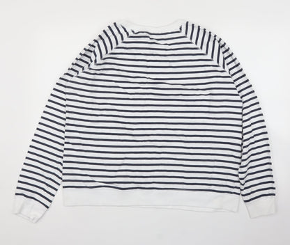Diva Feva Womens White Striped  Pullover Jumper Size XL