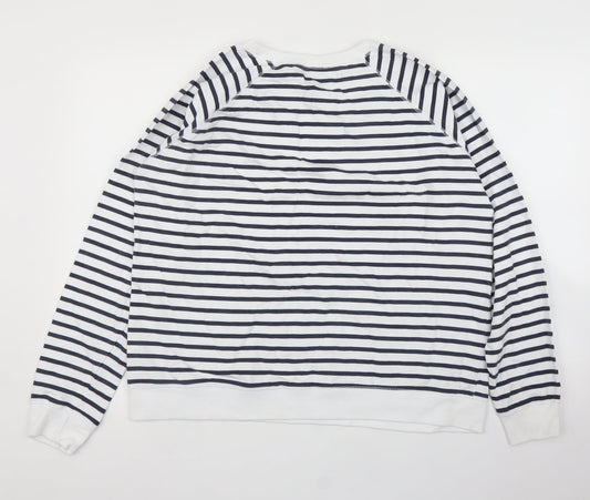 Diva Feva Womens White Striped  Pullover Jumper Size XL