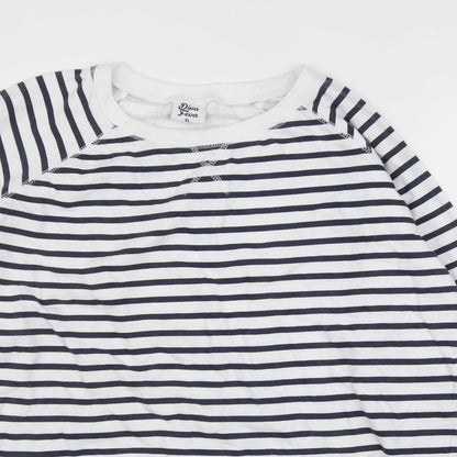 Diva Feva Womens White Striped  Pullover Jumper Size XL