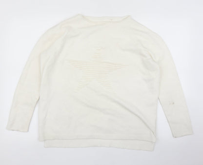 Womens UK Size L Preworn White Pullover Jumper