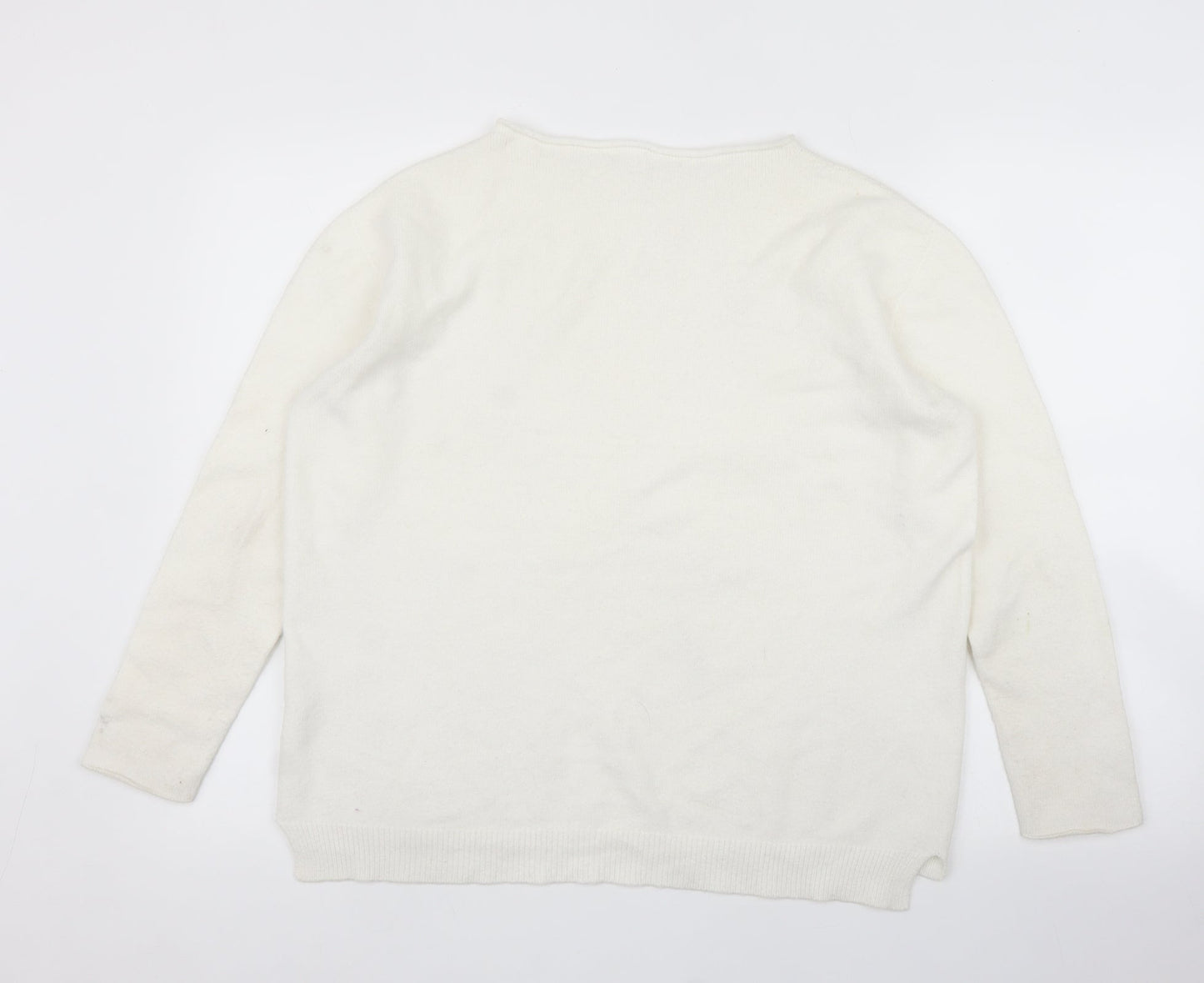Womens UK Size L Preworn White Pullover Jumper