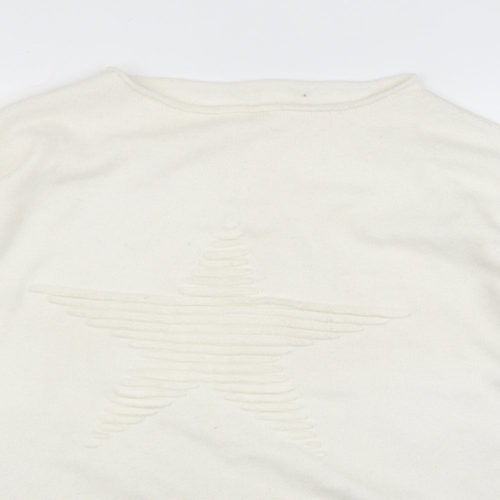Womens UK Size L Preworn White Pullover Jumper