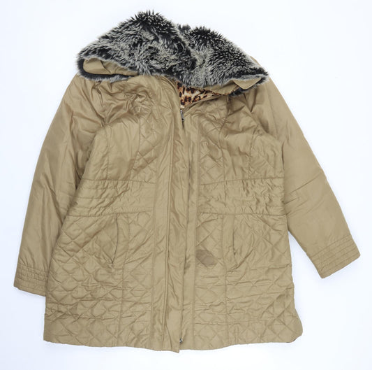 Joanna Hope Womens Beige   Quilted Coat Size 18